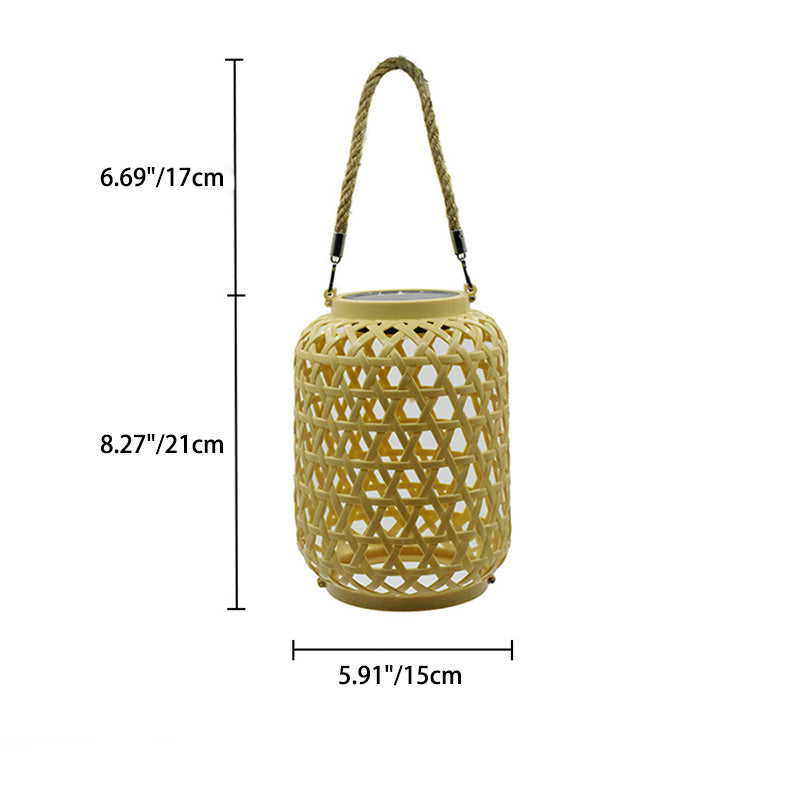 Contemporary Creative Solar Waterproof Lantern Weaving Plastic LED Portable Outdoor Light For Garden