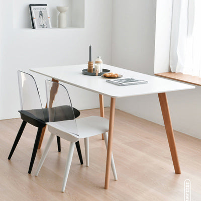 Modern Minimalist Rectangular MDF Wood Legs Dining Table For Dining Room