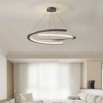 Modern Minimalist Aluminum Silicone Curved Strip LED Chandelier For Living Room