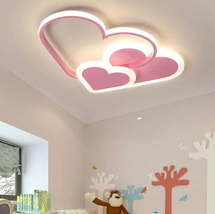 Contemporary Scandinavian Heart Shape Acrylic Hardware LED Flush Mount Ceiling Light For Bedroom