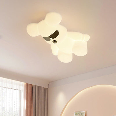 Contemporary Creative Cartoon Animal Bear Acrylic Shape Iron LED Kids Flush Mount Ceiling Light For Bedroom