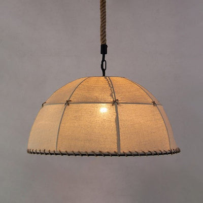 Traditional Rustic Fabric Semicircle Lampshade 1-Light Pendant Light For Dining Room