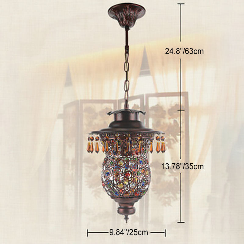 Modern Creative Wrought Iron Colored Crystal 1-Light Pendant Light