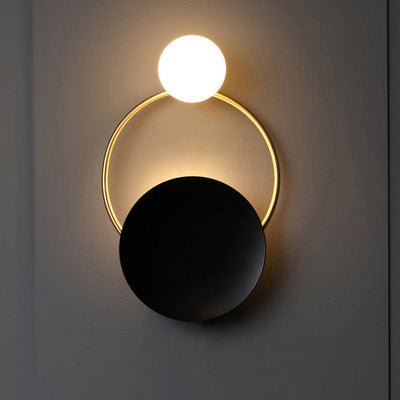 Lampe murale contemporaine nordique en fer et verre rond à 1 lumière pour salon 