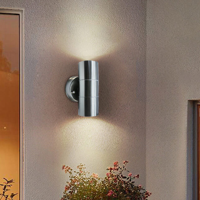 Modern Minimalist Stainless Steel Cylinder 2-Light Wall Sconce Lamp