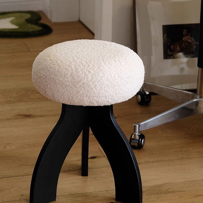 Contemporary Creative Round Lambswool Velvet Footstool Armless Backless For Entryways