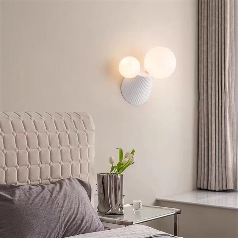 Modern Minimalist Round Table Orb Resin PE 2-Light Wall Sconce Lamp For Bedroom