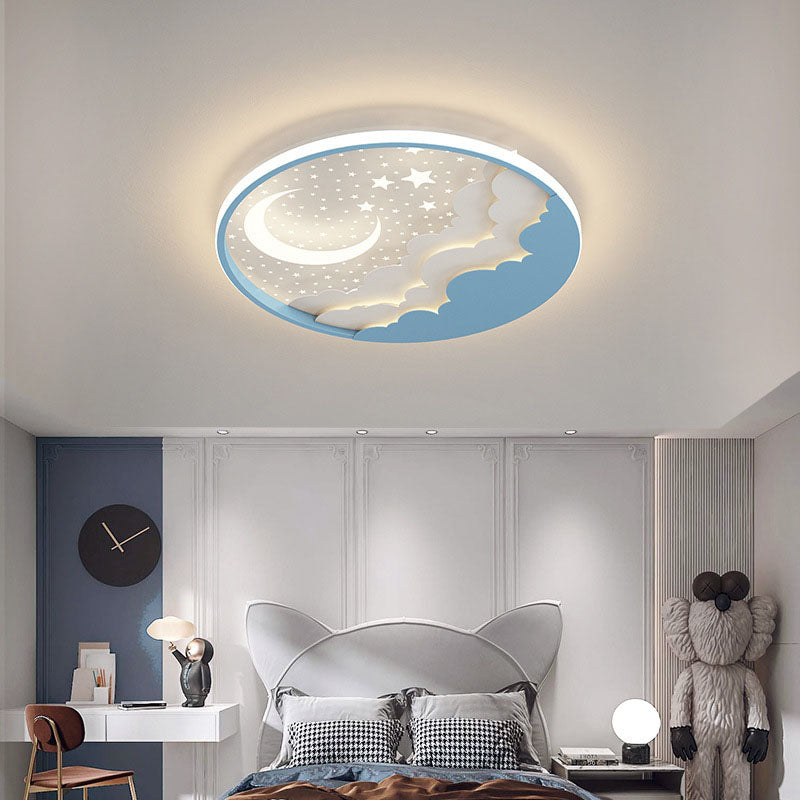 Contemporary Creative Cartoon Stars Moon Acrylic LED Kids Flush Mount Ceiling Light For Living Room