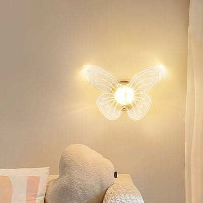 Contemporary Creative Metal Acrylic Butterfly Morning Glory Maple Leaf LED Wall Sconce Lamp For Bedside