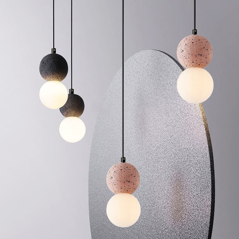 Contemporary Scandinavian Orb Terrazzo 1-Light Pendant Light For Bedroom