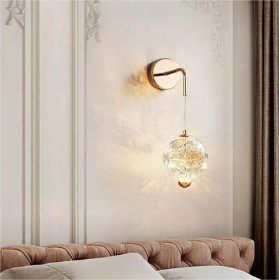 Lampe moderne d'applique murale LED en cristal de matériel d'orbe de luxe pour la chambre à coucher 