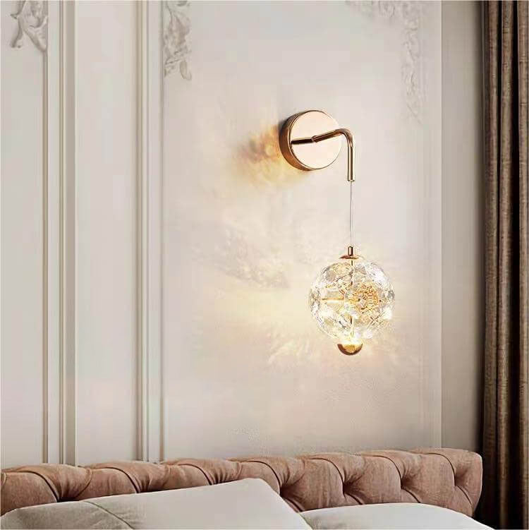 Modern Luxury Orb Hardware Crystal LED Wall Sconce Lamp For Bedroom