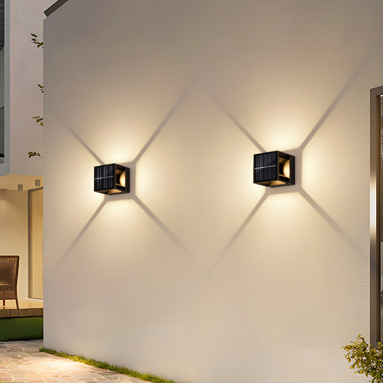 Contemporary Simplicity ABS Square LED Solar Waterproof Outdoor Wall Sconce Lamp For Garden