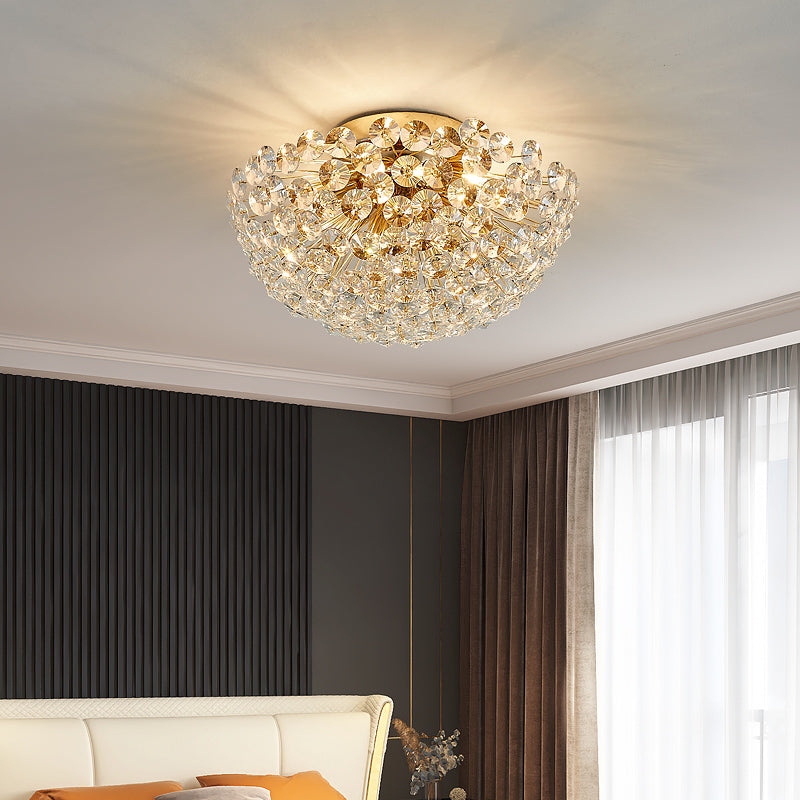 Contemporary Creative Dandelion Aluminum Crystal 4/5/6/ Light Flush Mount Ceiling Light For Living Room