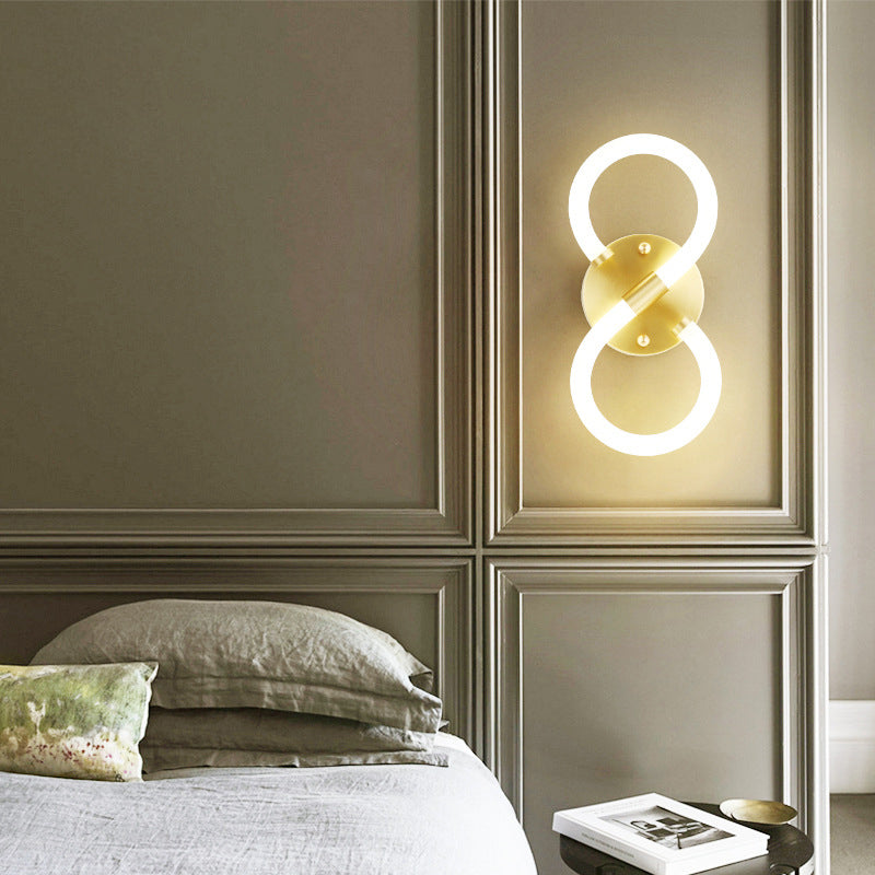 Contemporary Creative Brass Acrylic Round Oval Figure Six Eight Letter LED Wall Sconce Lamp For Hallway