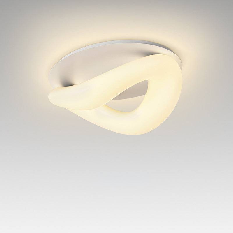 Modern Minimalist PE Wave Ring Hardware LED Flush Mount Ceiling Light For Bedroom