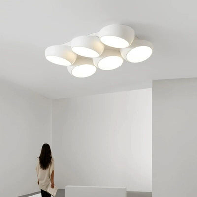 Modern Minimalist Combination Round Iron Plastic LED Flush Mount Ceiling Light For Living Room