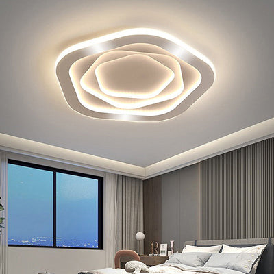 Contemporary Simplicity Iron Rose Flower Cloud Shape LED Flush Mount Ceiling Light For Living Room