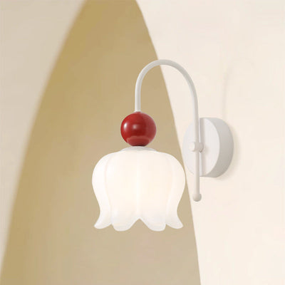 Traditional French Cream Pumpkin Cotton PE Shade 1-Light Wall Sconce Lamp For Bedroom