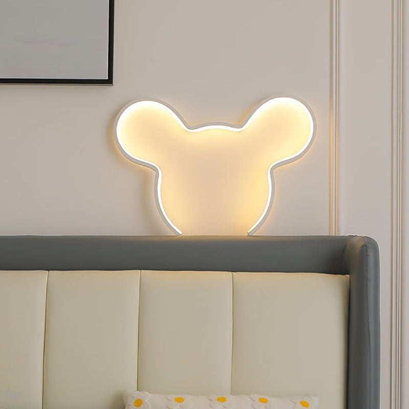 Contemporary Creative Cartoon Mouse Strip Aluminum Silicone LED Wall Sconce Lamp For Bedroom