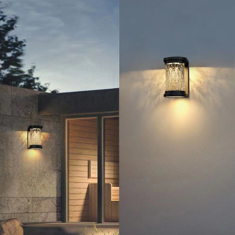 Modern Minimalist Solar Cylinder Stainless Steel Glass LED Outdoor Wall Light For Garden