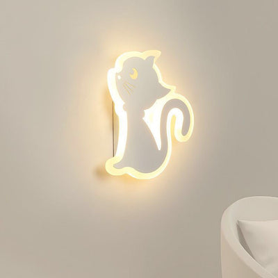 Modern Simplicity Cartoon Cat Iron Acrylic LED Wall Sconce Lamp For Bedroom