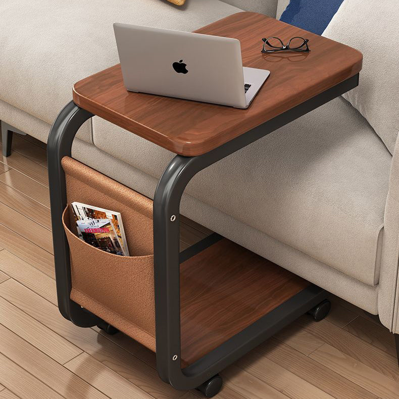 Modern Minimalist Square Tabletop Density Board Metal Side Table 1-Storage For Living Room