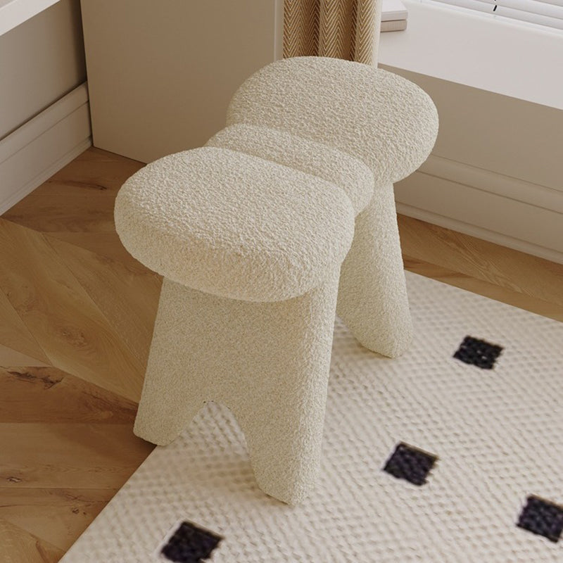 Contemporary Scandinavian Lambswool Butterfly Design Vanity Stool For Bedroom