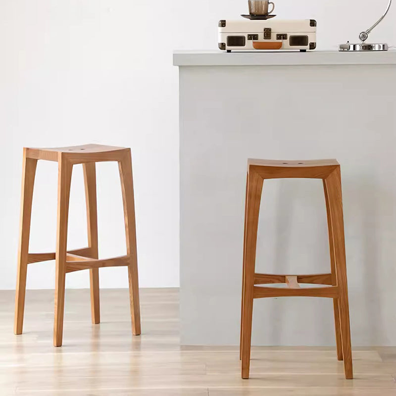 Modern Minimalist Rectangular Wooden Bar Stool Footrest For Dining Room