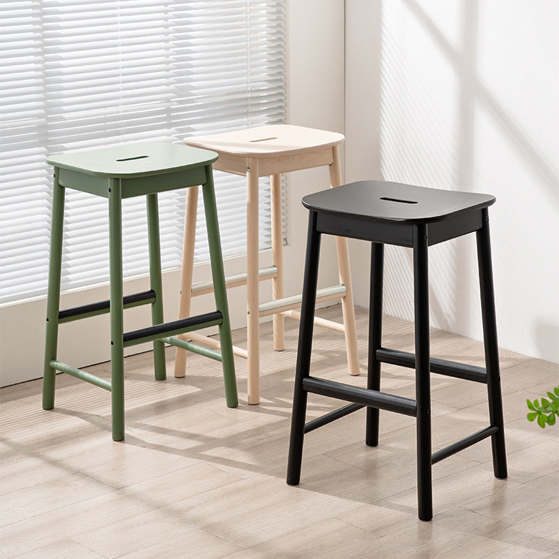 Modern Minimalist Rectangular Birch Bar Stool Footrest For Dining Room