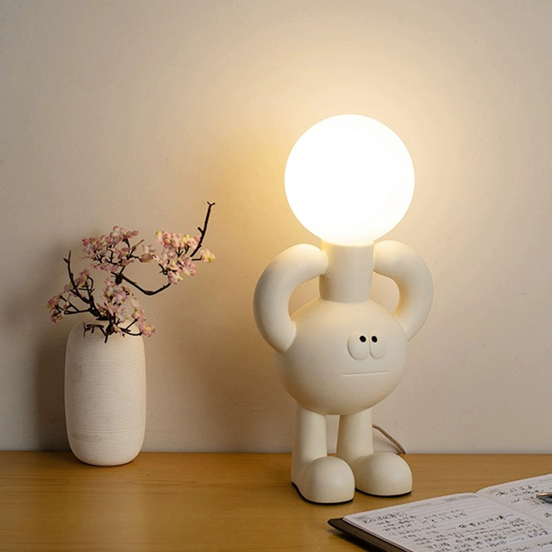 Contemporary Nordic Resin Glass Ball Cartoon Character 1-Light Table Lamp For Bedside