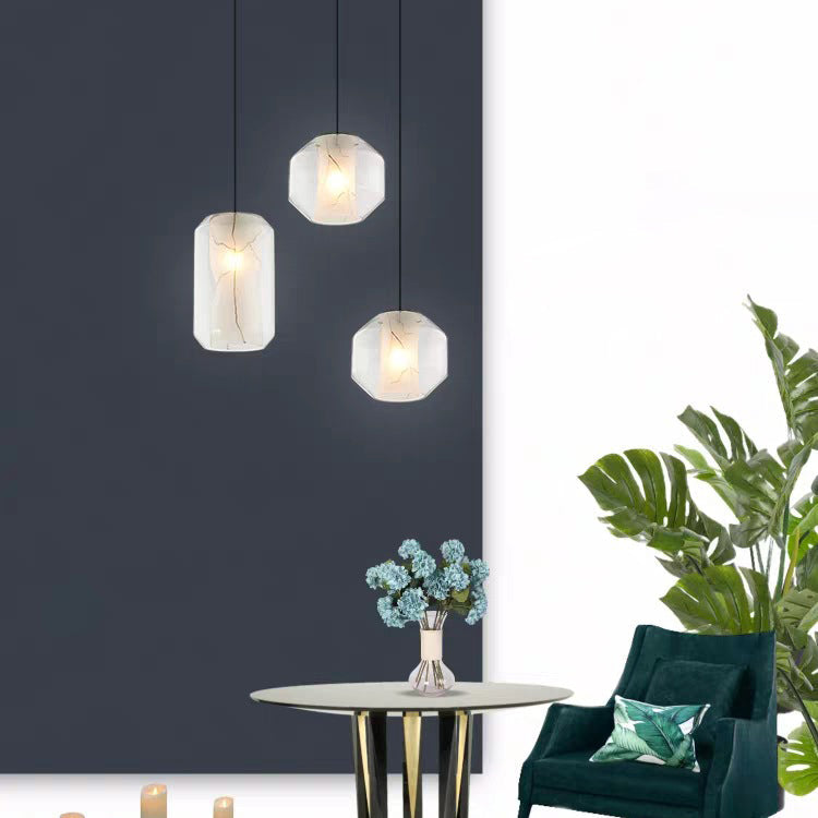 Contemporary Nordic Iron Glass Ball Cylinder 1-Light Pendant Light For Dining Room