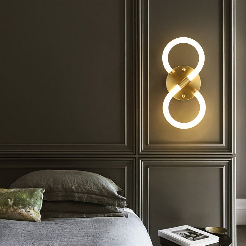 Contemporary Creative Brass Acrylic Round Oval Figure Six Eight Letter LED Wall Sconce Lamp For Hallway