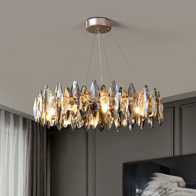 Modern Luxury Oval Crystal Iron 5/6/10 Light Chandelier For Living Room