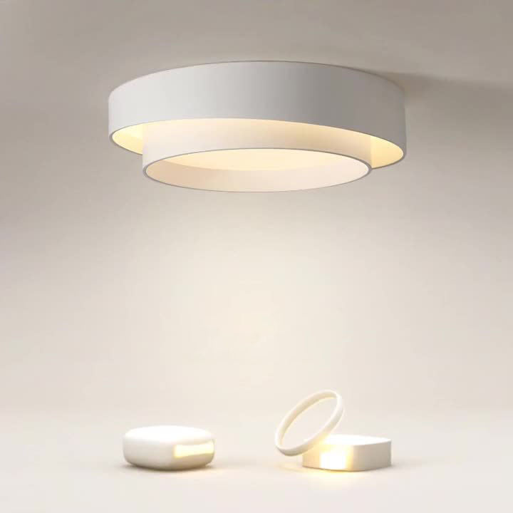 Contemporary Simplicity Two-layer Circle Shade Iron LED Flush Mount Ceiling Light For Living Room