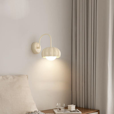 Modern Minimalist Cream Oval Resin PE 1-Light Wall Sconce Lamp For Bedroom