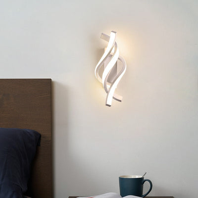 Modern Creative Aluminum Spiral Strip Design LED Wall Sconce Lamp For Living Room