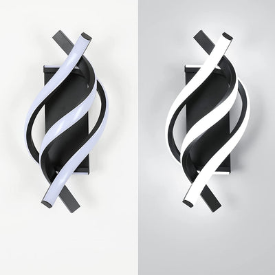 Modern Minimalist Spiral Line Aluminium Acrylic Silicone LED Wall Sconce Lamp For Bedroom