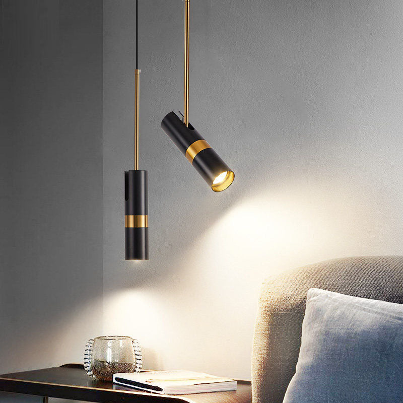 Contemporary Nordic Simplicity Metal Long Barrel 1-Light Pendant Light For Bedroom