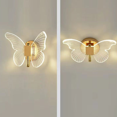 Modern Minimalist Butterfly Metal Acrylic LED Wall Sconce Lamp For Bedroom