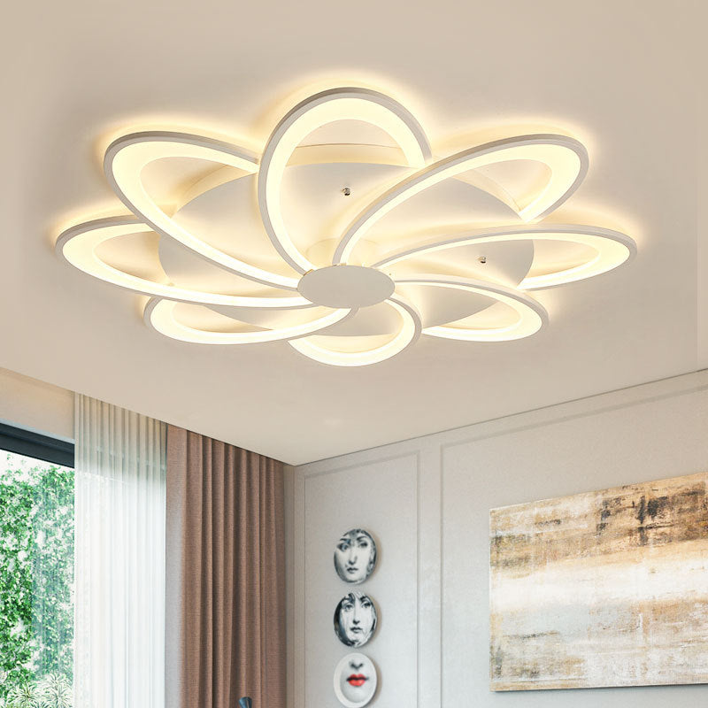 Contemporary Creative Petal Hardware Acrylic LED Semi-Flush Mount Ceiling Light For Living Room