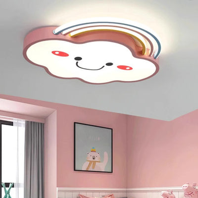 Contemporary Creative Rainbow Iron PVC LED Flush Mount Ceiling Light For Bedroom