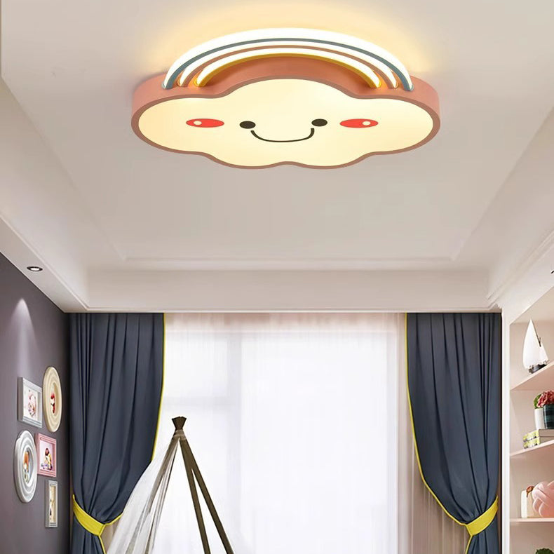 Contemporary Creative Rainbow Iron PVC LED Flush Mount Ceiling Light For Bedroom