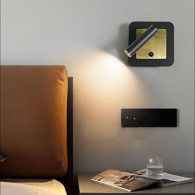 Modern Minimalist Rotatable Round Square Cylinder Metal LED Wall Sconce Lamp For Bedroom