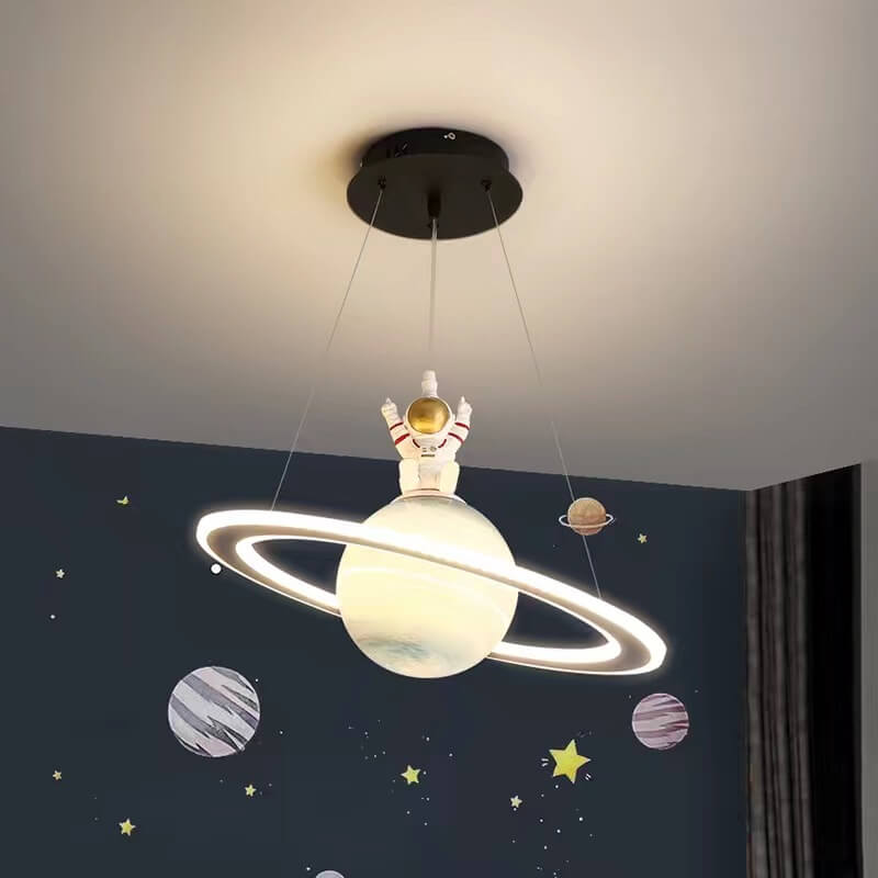 Contemporary Nordic Iron Acrylic Planet LED Pendant Light For Bedroom