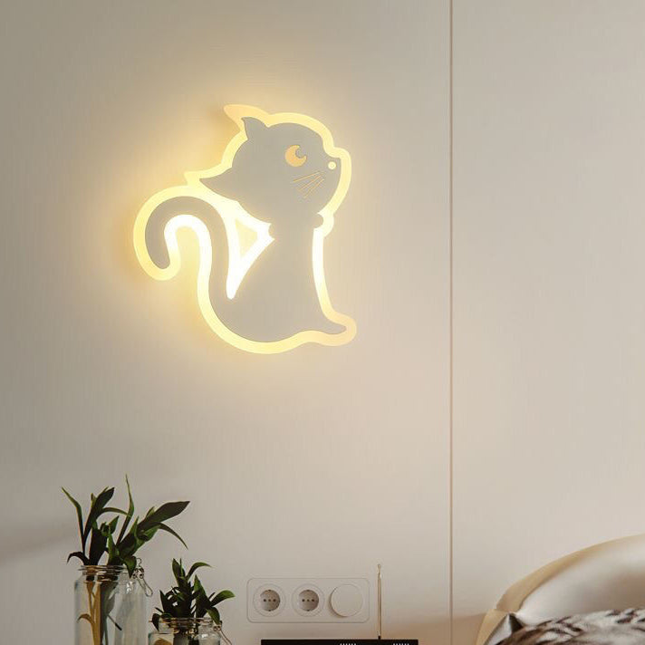 Applique murale en fer avec design de chat en acrylique créatif contemporain, lampe LED pour chambre 