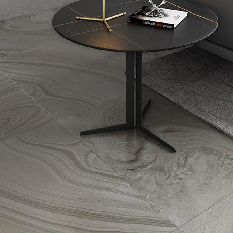 Modern Luxury Round Rock Slab Carbon Steel Coffee Table For Living Room