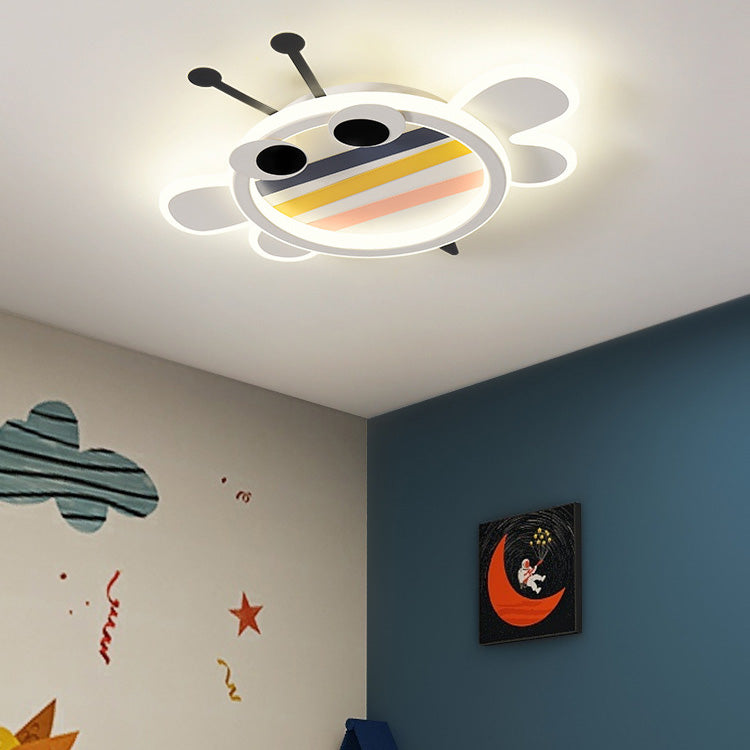 Contemporary Creative Bee Elephant Star Kids Hardware Acrylic LED Flush Mount Ceiling Light For Bedroom