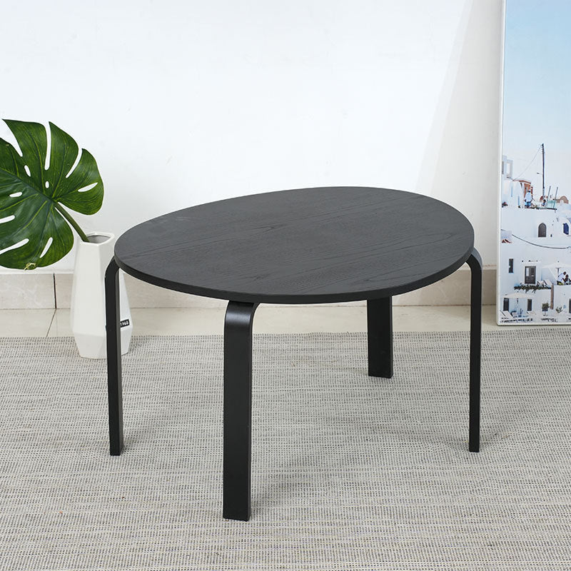 Contemporary Creative Bend Round Wood Coffee Table 1-Tier For Living Room