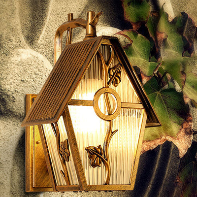 Retro House Waterproof Aluminum Frosted Glass 1-Light Outdoor Wall Sconce Lamp